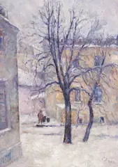 Vasile Popa, Iarnă în București, ulei pe pânză