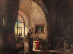 Interior de colecționar by Antal Péczely, ulei pe pânză, sold Apr 2025
