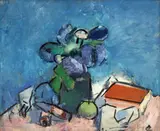 Natură statică cu flori și cărți by Alexandru Ciucurencu, anii '40, ulei pe carton, sold Apr 2025