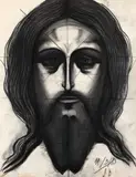 Sorin Dumitrescu, Portretul Mântuitorului, 1983, cărbune pe hârtie
