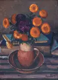 Dumitru Ghiață, Gălbenele, 1938, ulei pe pânză lipită pe carton