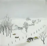 Orizont de iarnă by Constantin Piliuță, anii '90, ulei pe pânză, offered Apr 2025