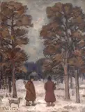 Dumitru Ghiață, La vânătoare, 1933, ulei pe carton