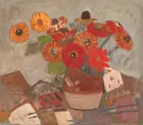 Ion Popescu Negreni, Vas cu flori de primăvară, 1972, ulei pe pânză lipită pe carton