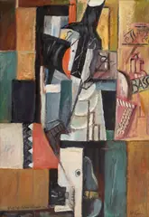 Alexandru Țipoia, Omagiu lui Pablo Picasso, 1952, ulei pe hârtie lipită pe carton