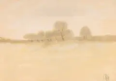 Liniștea unei dimineți by Constantin Piliuță, 1975, pastel și acuarelă pe hârtie, sold Apr 2025