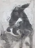Vasile Gorduz, Năluca unui armăsar, 2003, acuarelă și ipsos pe colaj din fișe de service lipite pe carton