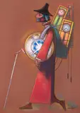 Ion Iancuț, Vânzătorul de timp, pastel pe hârtie