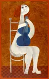 Samy Briss, La mandoline bleue, ulei pe lemn