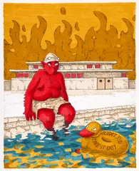 Alex Horghidan, Take it easy, nice & breezy, 2022, tuș și marker pe hârtie