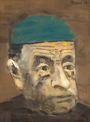 Basca verde by Sorin Ilfoveanu, 1983, ulei pe pânză lipită pe carton, sold Apr 2025