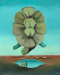 Țestoasa suprarealistă by Carolina Iacob, ulei pe pfl, sold Apr 2025