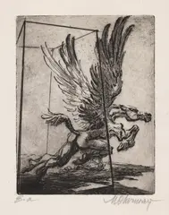 Pegas by Marcel Chirnoagă, acvaforte și acvatintă, sold Apr 2025