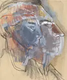 Cuplu by Wanda Sachelarie Vladimirescu, 1953, creion și ulei pe hărtie, sold Apr 2025