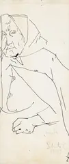 Bunuța by Constantin Piliuță, 1958, tuș pe hârtie, offered Apr 2025