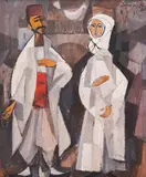 Georgi Daskalov, Oriental meeting, 1961, oil on fiberboard