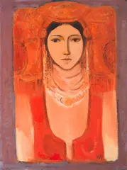 Dechko Uzunov, Bulgarian girl, 1980s, oil on canvas