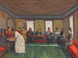 Naum Hadjimladenov, Revival Café, 1953, oil on cardboard