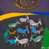 Lyuben Zidarov, Donkeys, oil on canvas