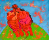Gancho Karabadzhakov, Embrace, oil on canvas