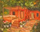 Stoyan Vasilev, Courtyard in Karlovo, oil on canvas
