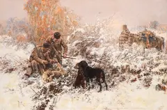 Jaroslav Veshin, Deer Hunting near Sofia, 1912, oil paints on canvas