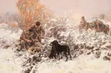 Jaroslav Veshin, Deer Hunting near Sofia, 1912, oil paints on canvas