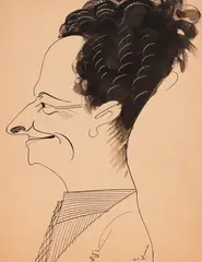 Alexander Dobrinov, A mysterious smile, 1930s, ink on paper