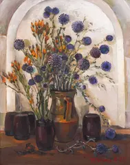Petar Grigorov, Jug with wild flowers, 1983, oil on canvas
