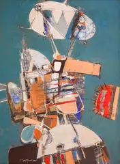 Georgi Bozhilov-Slona, Trip towards the sky, late 1980s, oil on canvas