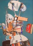 Trip towards the sky by Georgi Bozhilov-Slona, late 1980s, oil on canvas, sold Mar 2025