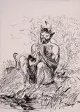 Georgi Chapkanov, Satyr, 1994, ink on paper
