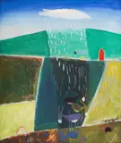 Lyuben Zidarov, Rainy day in the pasture, oil on canvas