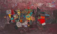 Nikolay Yanakiev, Colourful landscape, oil on canvas