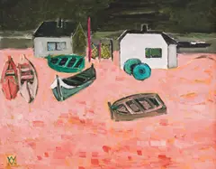 Vasilka Moneva, Fishermen's houses, oil on canvas
