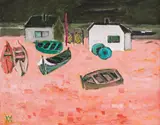Vasilka Moneva, Fishermen's houses, oil on canvas