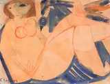 Leda and the Swan by Georgi Bozhilov-Slona, watercolor on paper, sold Mar 2025