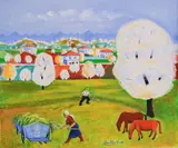 Radi Nedelchev, Life in the village, 2008, oil on canvas