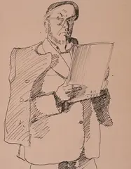 Ivan Penkov, Self-portrait, 1956, ink on paper