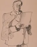 Ivan Penkov, Self-portrait, 1956, ink on paper