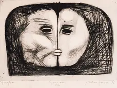 Ivan Ninov, The kiss, 1972, drypoint