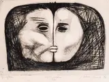 Ivan Ninov, The kiss, 1972, drypoint