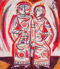 Emperors by Yoan Leviev, pastel, pencil and gouache on paper, sold Mar 2025