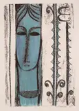Georgi Kovachev-Grishata, Portrait in blue, 1970, monotype