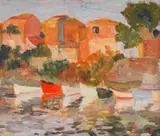 Kostadinka Tsvetkova, By the quay, oil on canvas