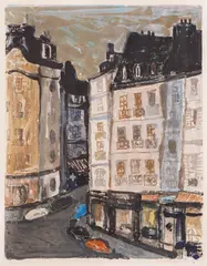Milka Peykova, A street in Paris, 1964, monotype