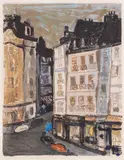 Milka Peykova, A street in Paris, 1964, monotype