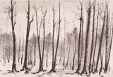 Vasil Ivanov, Forest, charcoal on paper