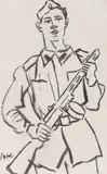 Iosif Iser, Soldat, 1935-1940, tuș pe hârtie