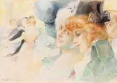 Mihail Simonidy, Balul, 1899, tuș și acuarelă pe hârtie